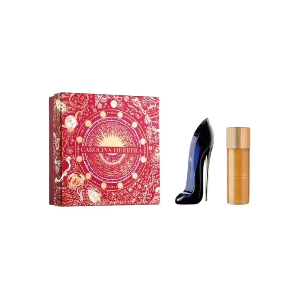 كارولينا هيريرا طقم عطر جود جيرل أو دو بارفان للنساء - 80 مل + زيت جسم سعة 100 مل