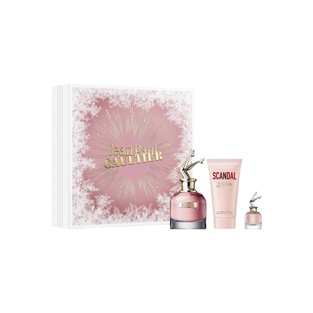 جان بول غوتييه طقم عطر سكاندل أو دو بارفان للنساء - 50 مل + 10 مل + لوشن جسم 75 مل