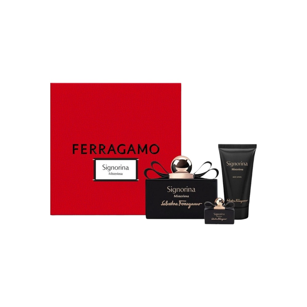 سالفاتوري فيراغامو طقم عطر سيجنورينا ميستيريوسا للنساء - 3 قطع