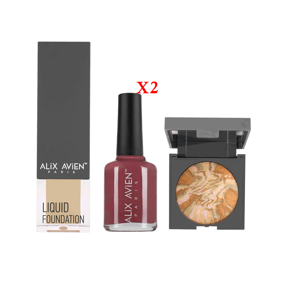 مجموعة النضارة والإشراق كريم أساس301LF عاجي 35 مل + بلاشر مضغوط 101PB + طلاء أظافر 0 - 3 قطع