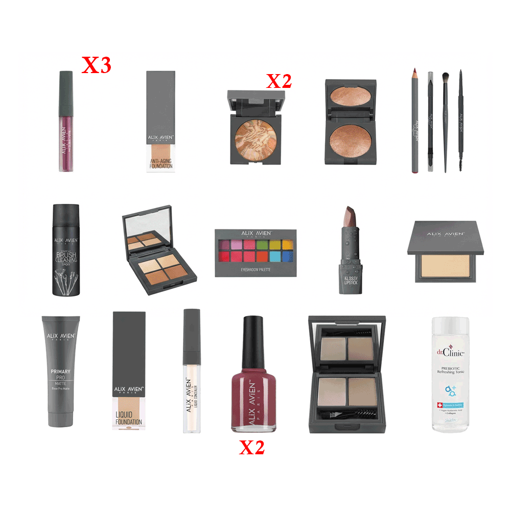 مجموعة التجميل والعناية الاحترافية المتكاملة د.كلينيك وأليكس أفين - 19 قطعة