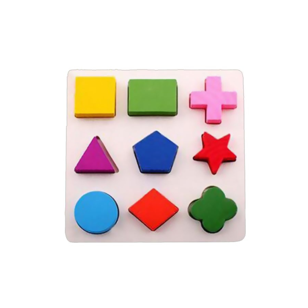 ال دبليو لعبة بازل خشبية هندسية لتعليم الأطفال الرياضيات