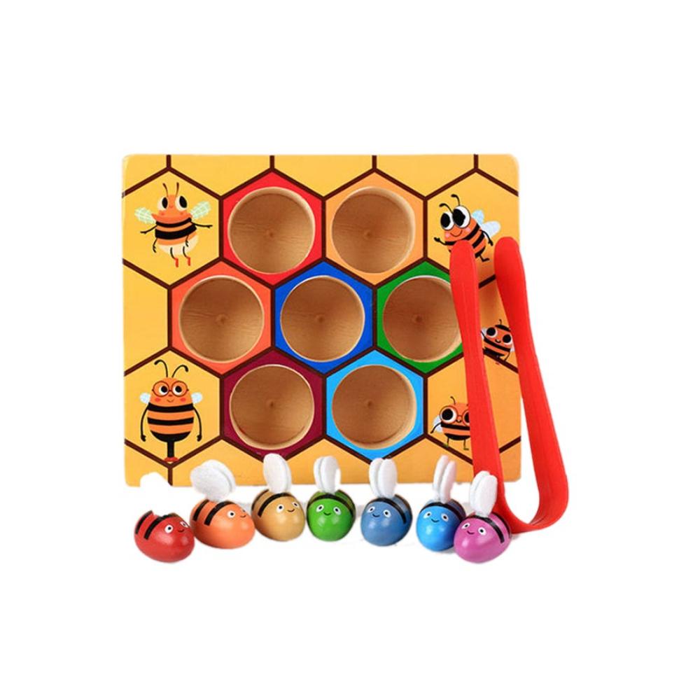  لعبة تعليمية خشبية للأطفال تصميم خلية نحل 
