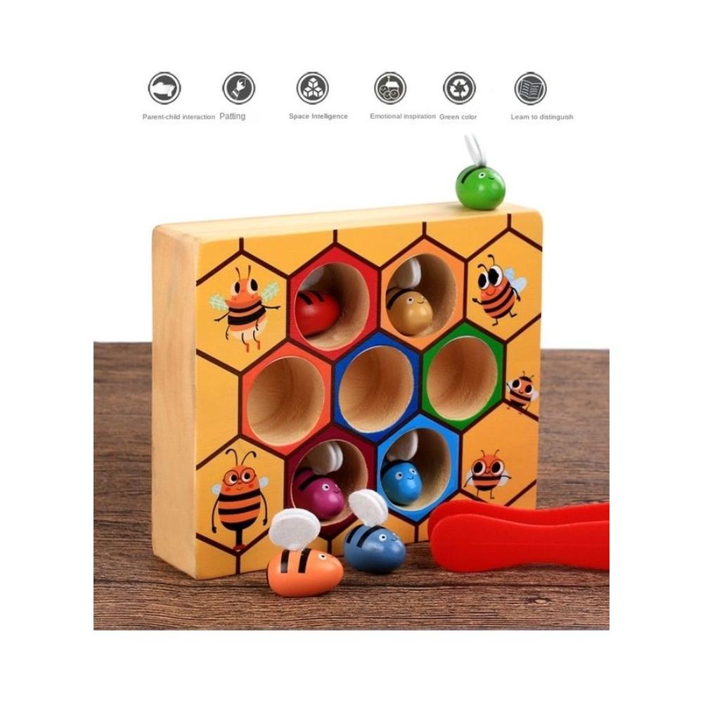  لعبة تعليمية خشبية للأطفال تصميم خلية نحل 