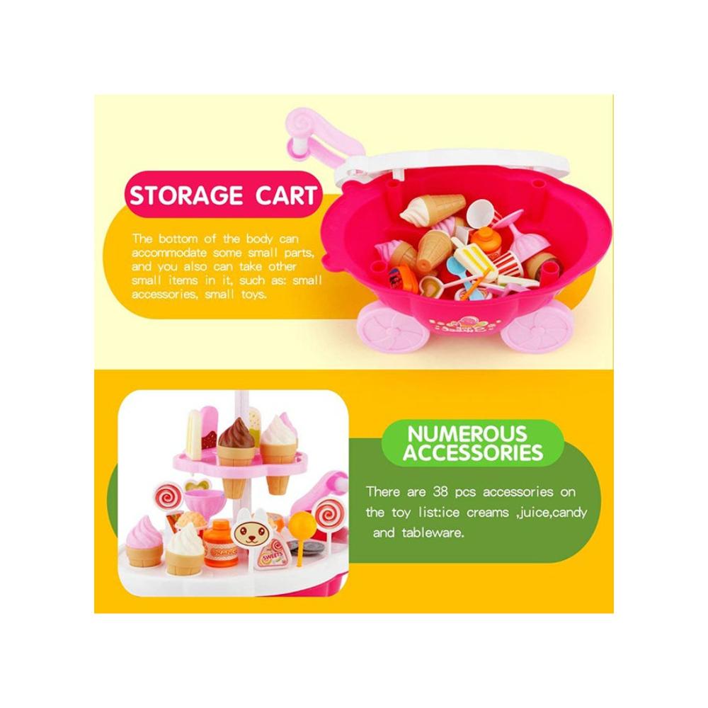  لعبة عربة آيس كريم للأطفال مع ضوء وموسيقى 