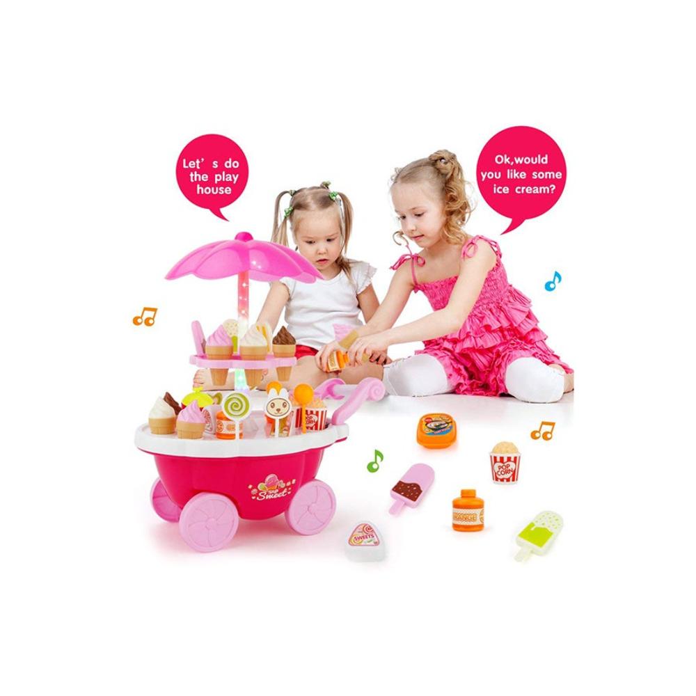  لعبة عربة آيس كريم للأطفال مع ضوء وموسيقى 