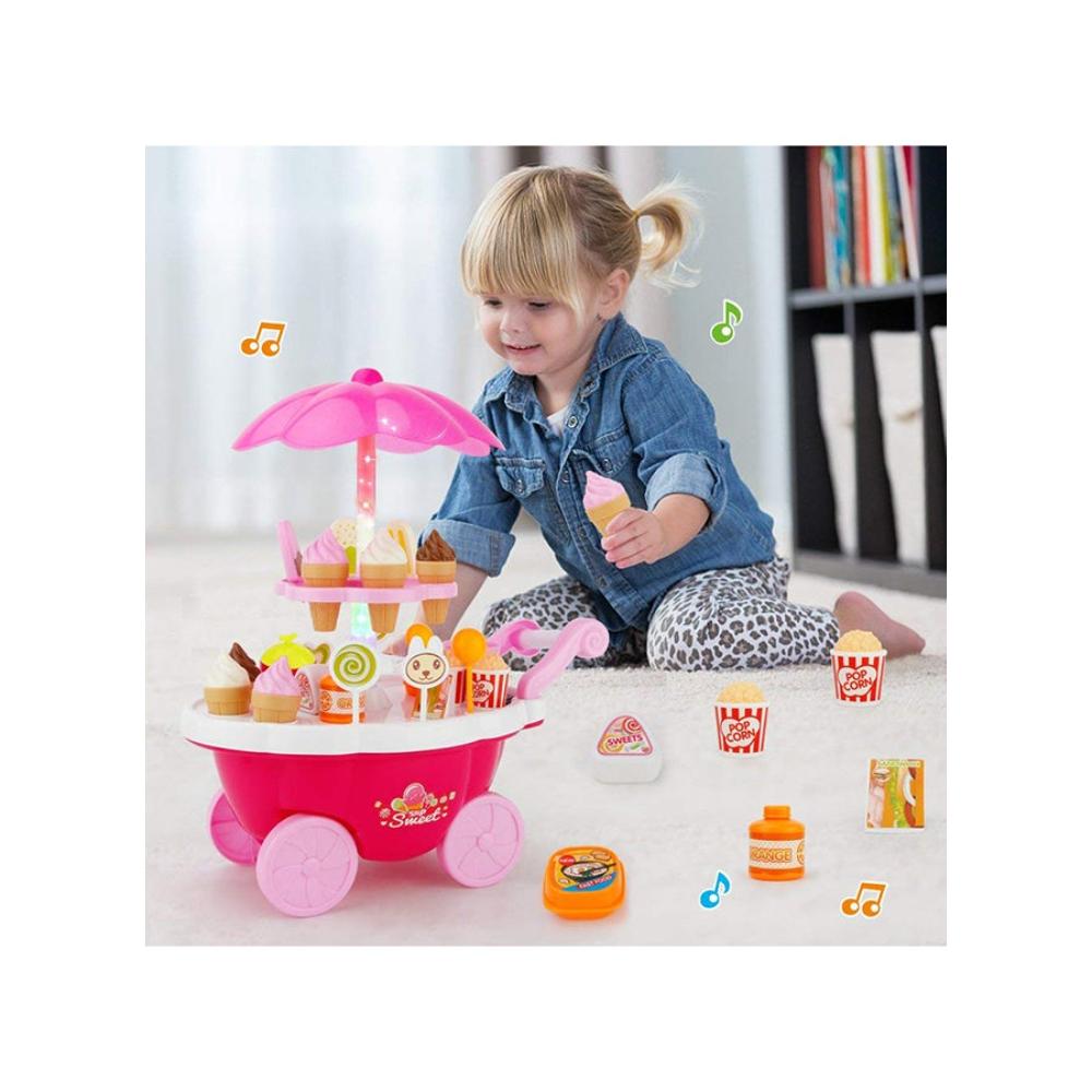  لعبة عربة آيس كريم للأطفال مع ضوء وموسيقى 