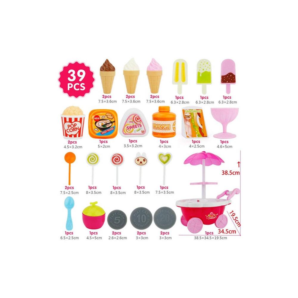  لعبة عربة آيس كريم للأطفال مع ضوء وموسيقى 