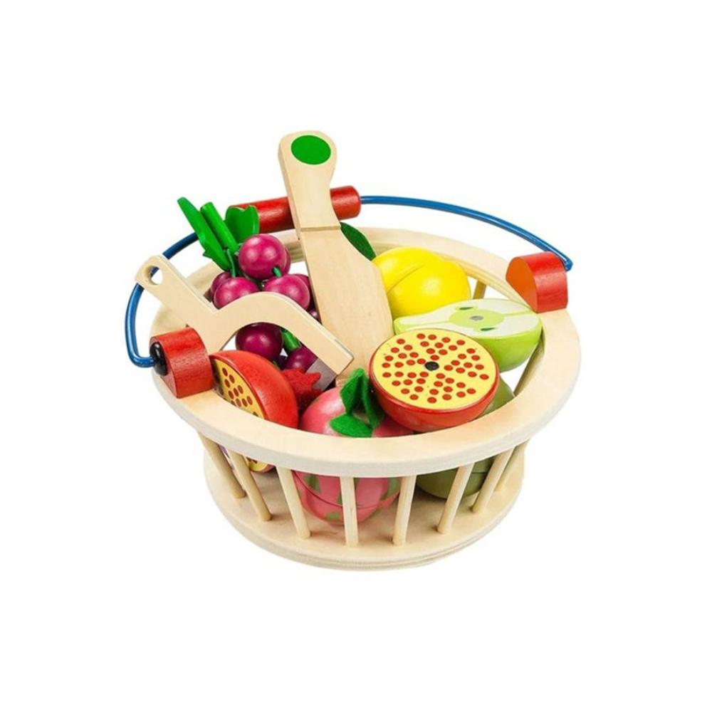 بسمة مجموعة ألعاب مطبخ خشبية ملونة - 20x10x19 سم