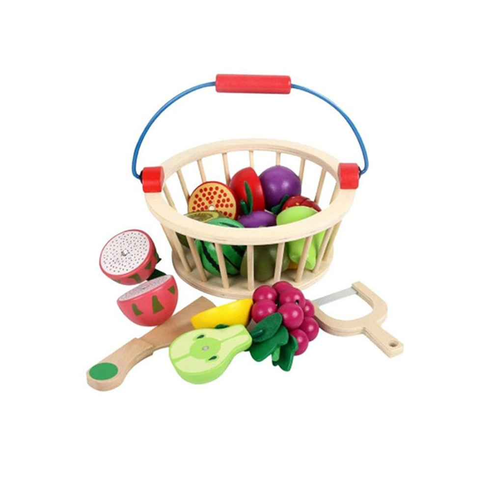 بسمة مجموعة ألعاب مطبخ خشبية ملونة - 20x10x19 سم