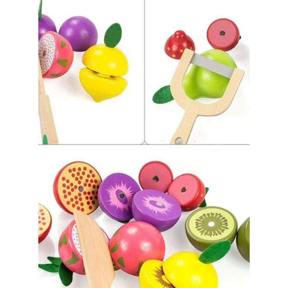 بسمة مجموعة ألعاب مطبخ خشبية ملونة - 20x10x19 سم