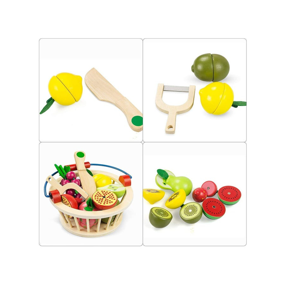 بسمة مجموعة ألعاب مطبخ خشبية ملونة - 20x10x19 سم