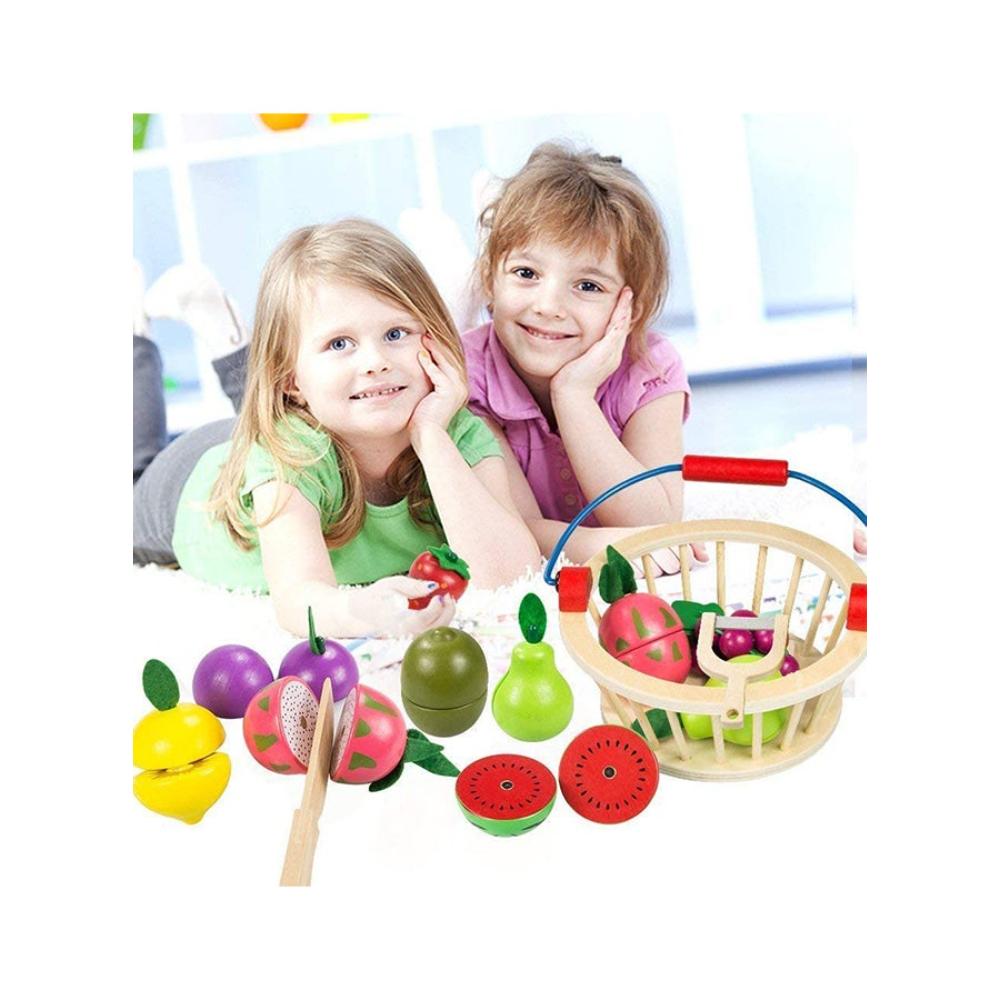 بسمة مجموعة ألعاب مطبخ خشبية ملونة - 20x10x19 سم