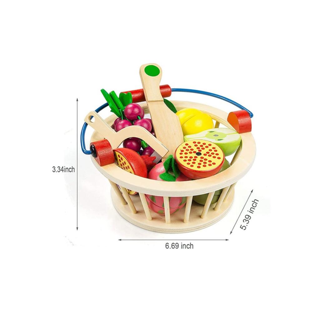 بسمة مجموعة ألعاب مطبخ خشبية ملونة - 20x10x19 سم