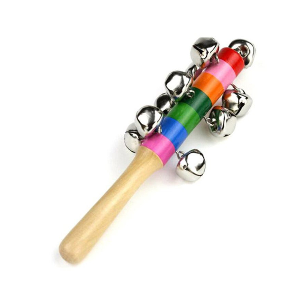  خشخيشة خشبية للأطفال بحلقات وجرس يدوي