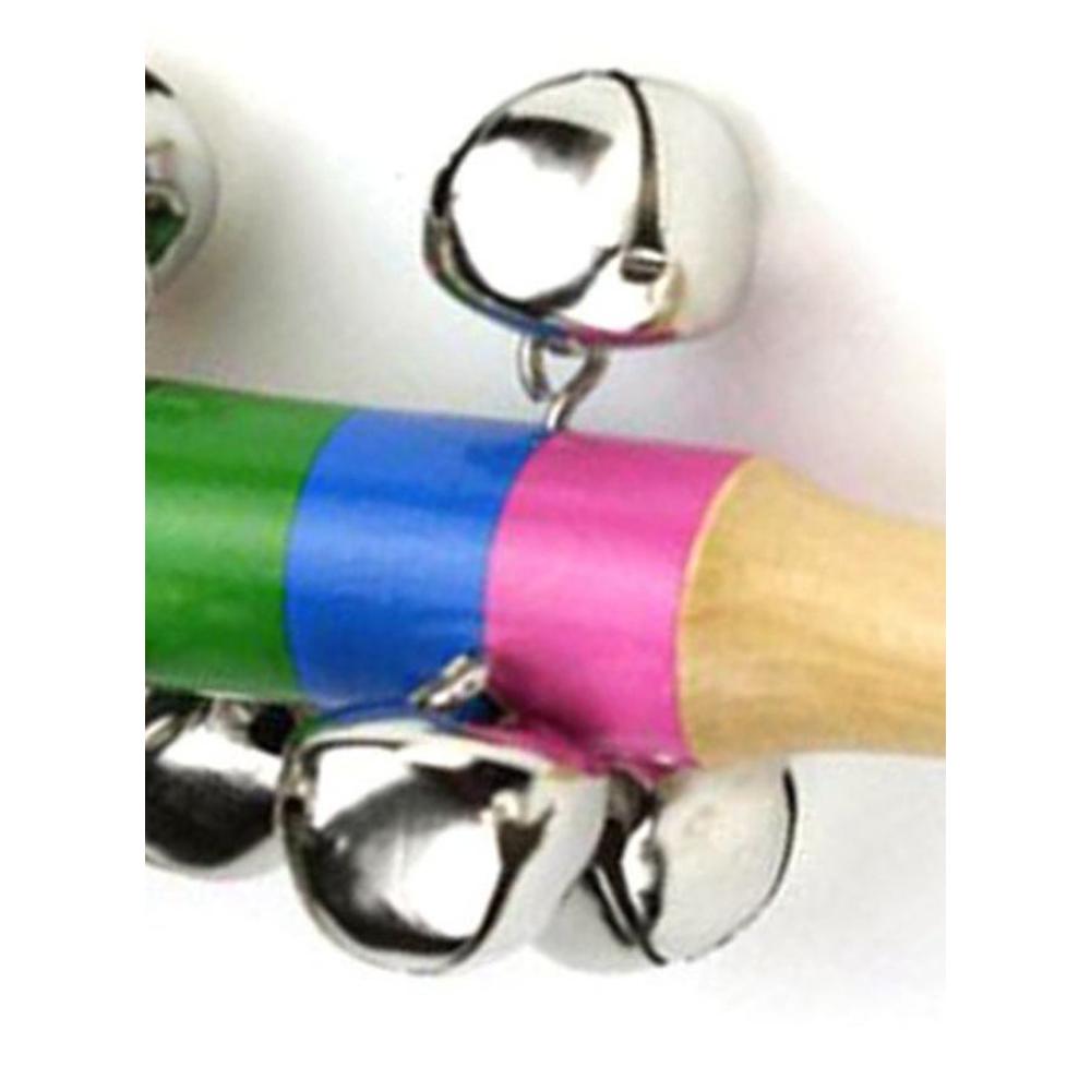  خشخيشة خشبية للأطفال بحلقات وجرس يدوي