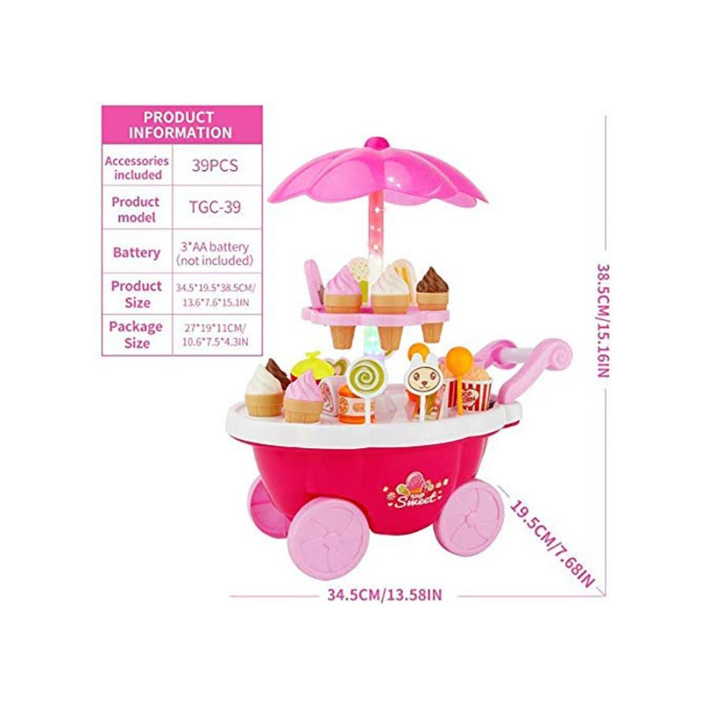 بيوينتي مجموعة لعبة عربة مثلجات وحلوى للتظاهر