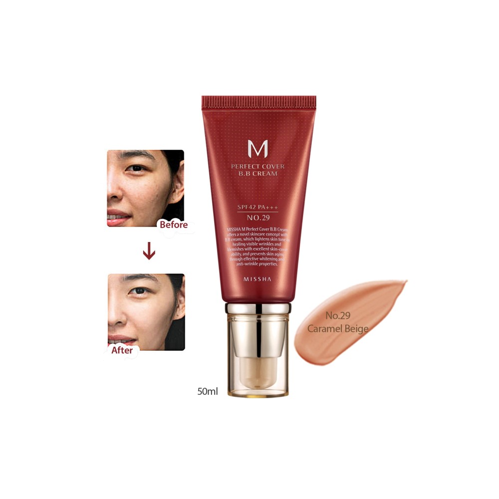 كريم أساس Missha M Perfect Cover BB - لون كراميل بيج - 50 مل