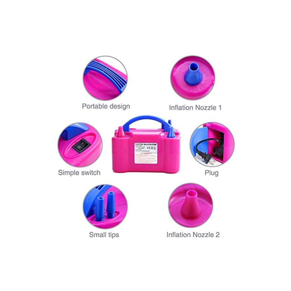  منفاخ هواء كهربائي للبالونات بفوهة مزدوجة