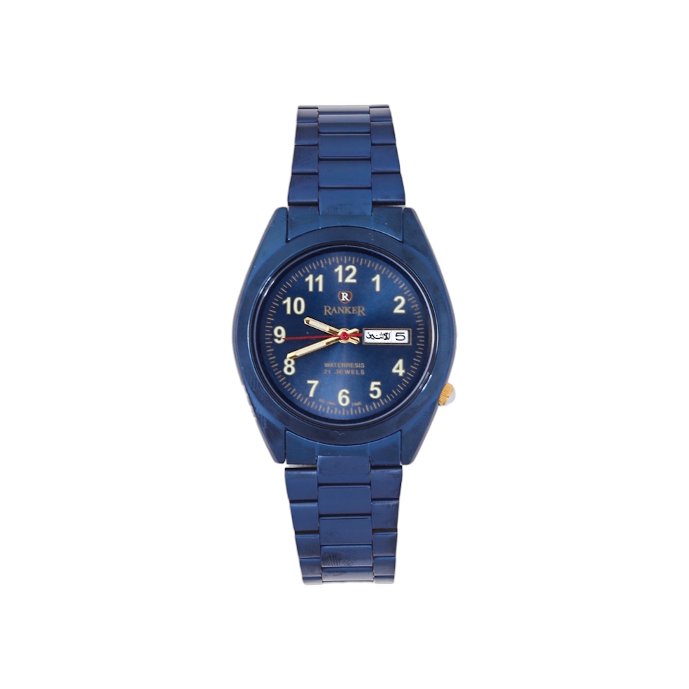 رانكر تايم ساعة يد فولاذ فاخرة موديل 2002 للرجال -  أزرق