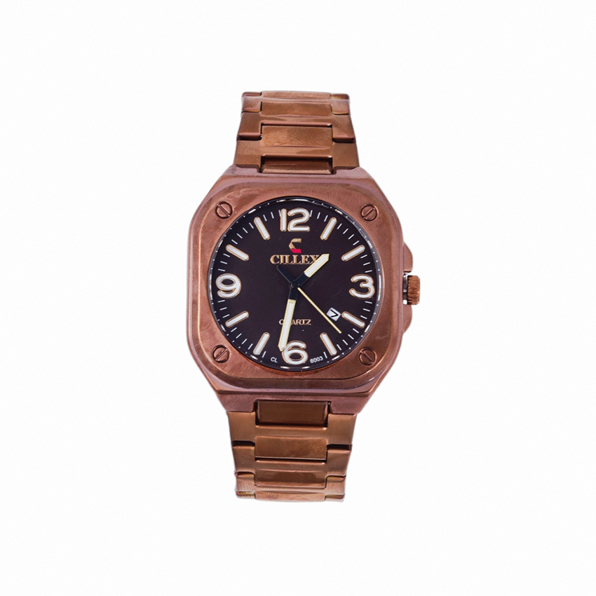 سلكس ساعة  يد فولاذ فاخرة موديل 6003 للرجال - بني