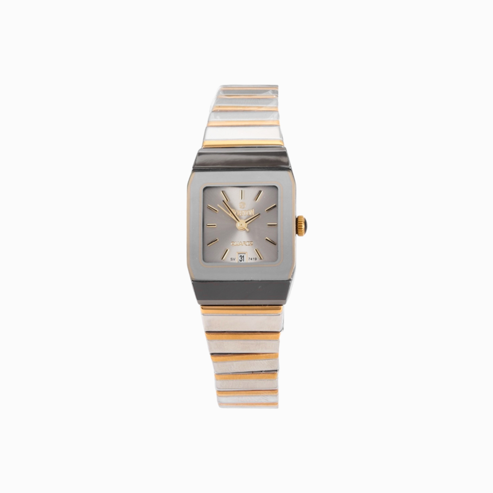 سفيستون ساعة يد نسائية استيل بإيطار ذهبي-HRSV 7419 IPG