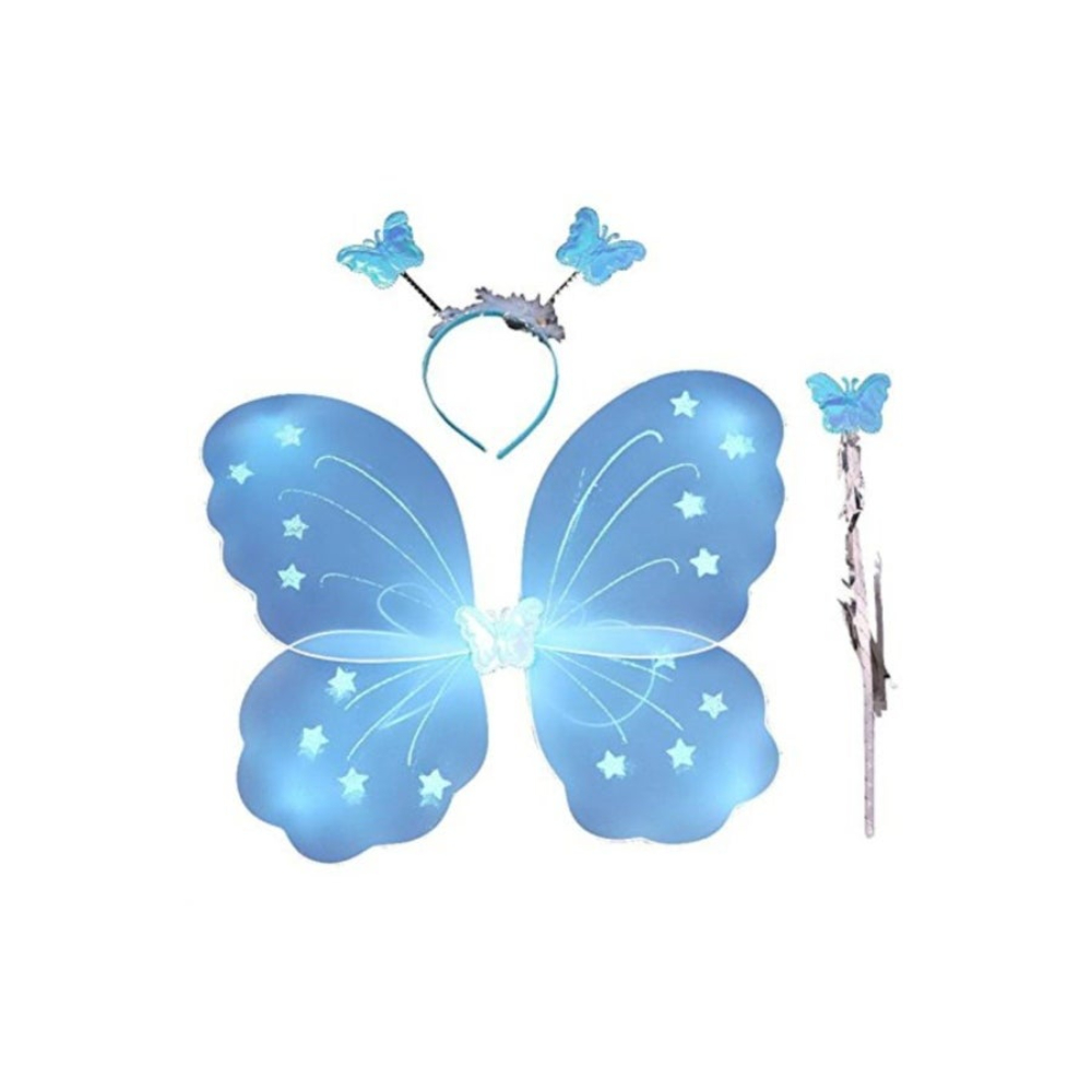 فانسي دريسويل طقم فراشة جناحات عصا سحرية طوق شعر