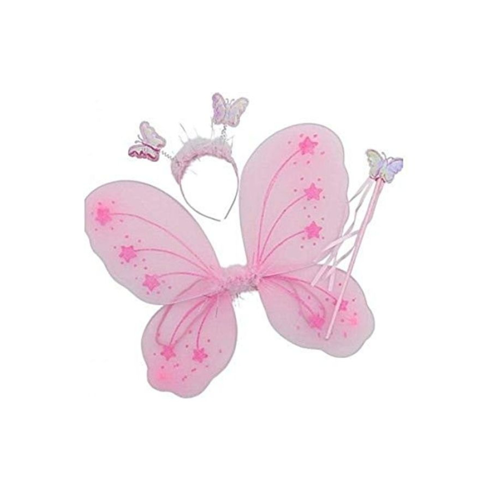 فانسي دريسويل طقم أجنحة الفراشة للفتيات مع عصا وربطة شعر - 10 قطع 