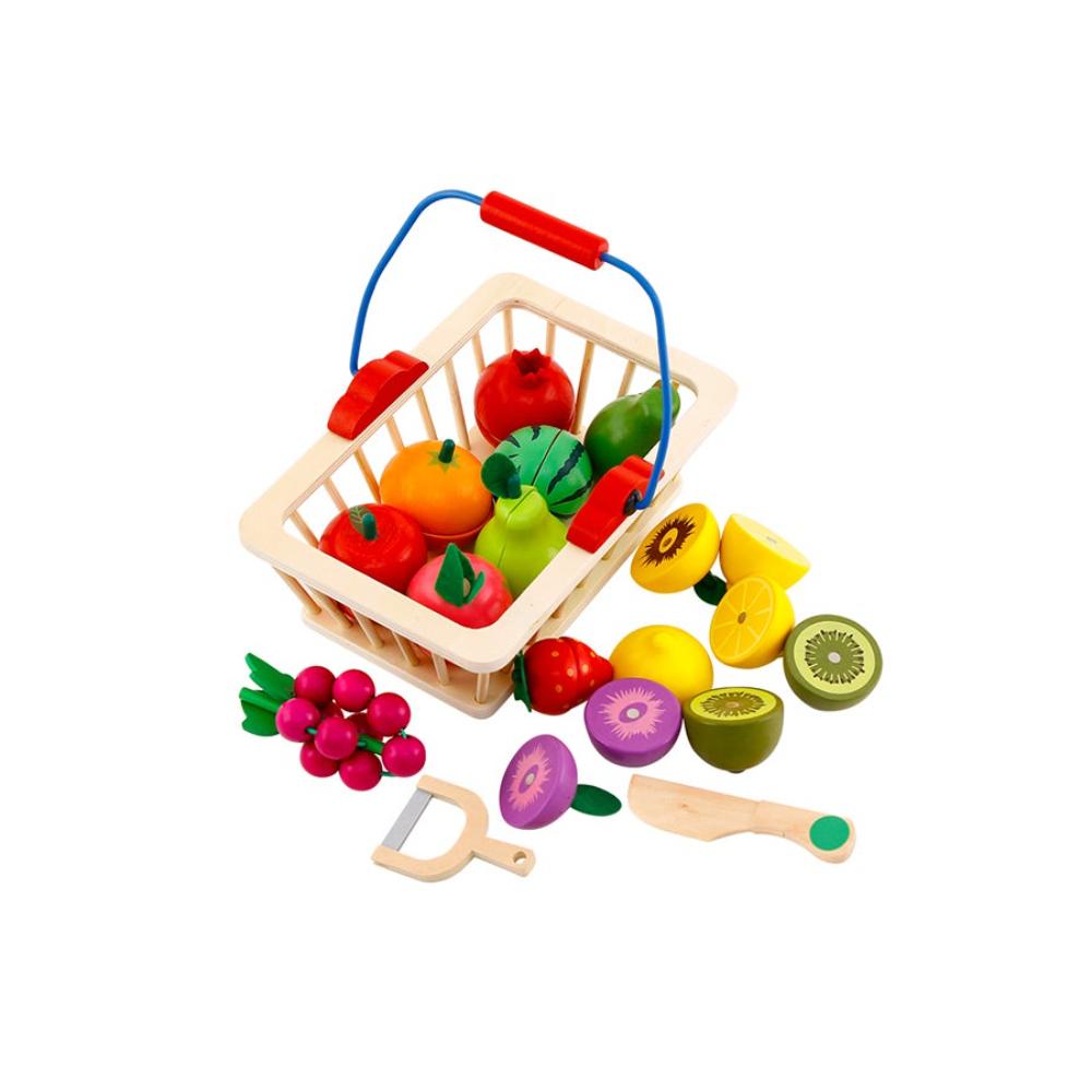 مجموعة ألعاب خشبية سلة خضراوات - 16 قطعة