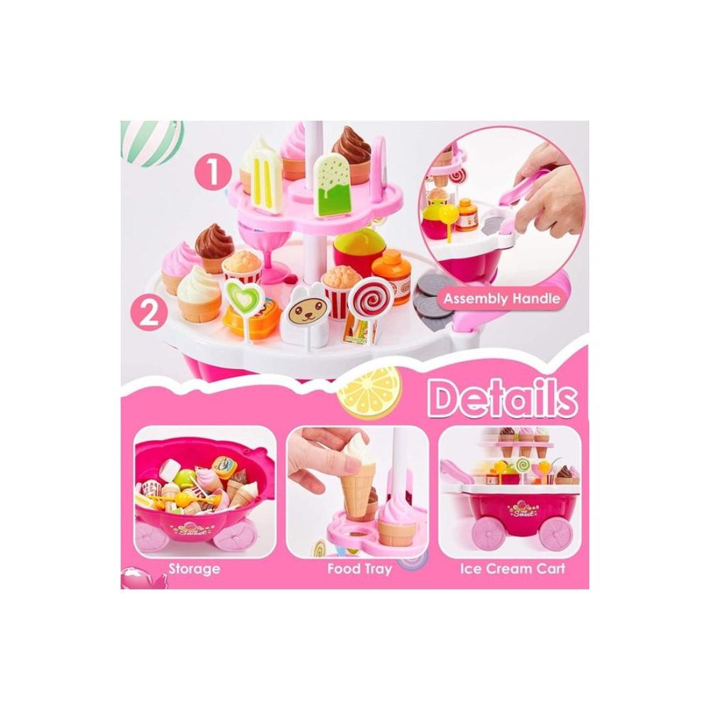 مس تيارا لعبة عربة بيع آيس كريم بلاستيكية 39 قطعة - 28x20 سم
