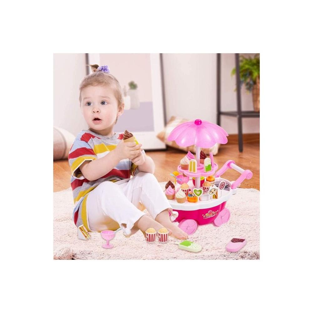 مس تيارا لعبة عربة بيع آيس كريم بلاستيكية 39 قطعة - 28x20 سم