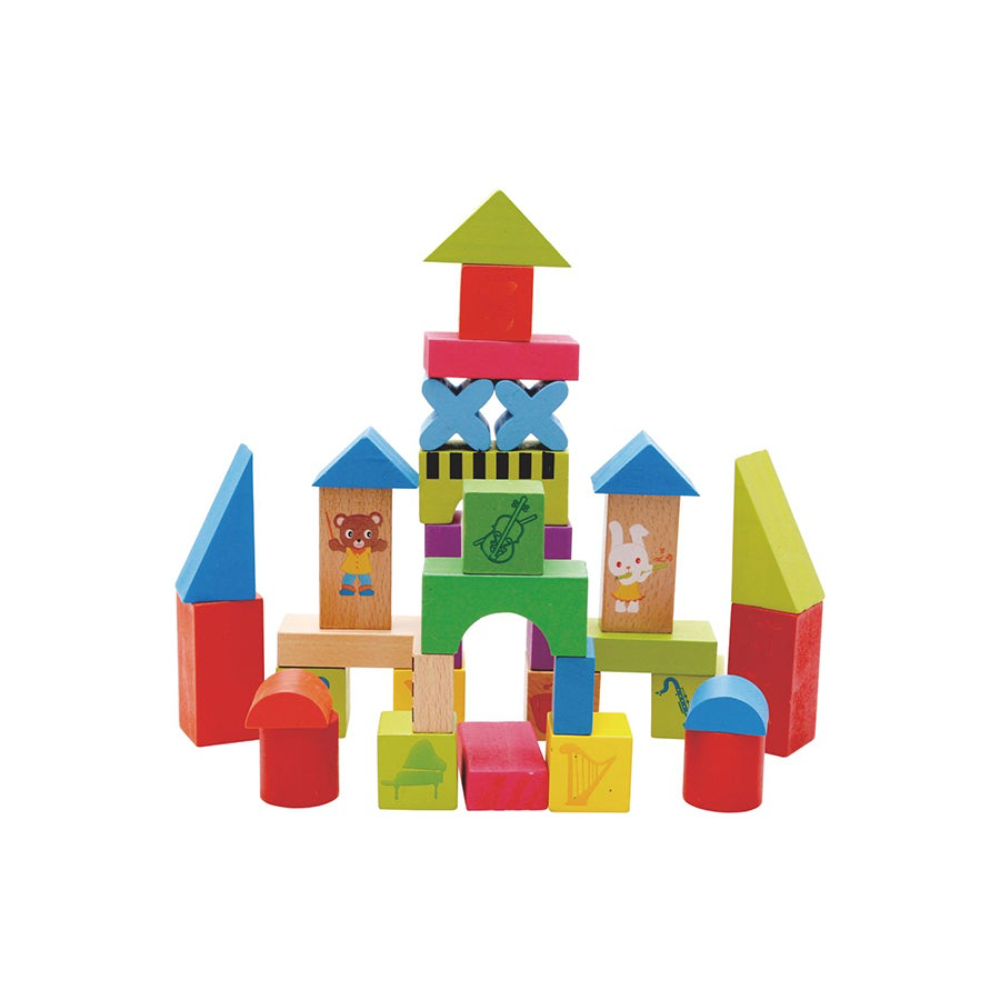 الأسطورة طقم مكعبات خشبية مكدسة بطبعة موسيقية - 33 قطعة