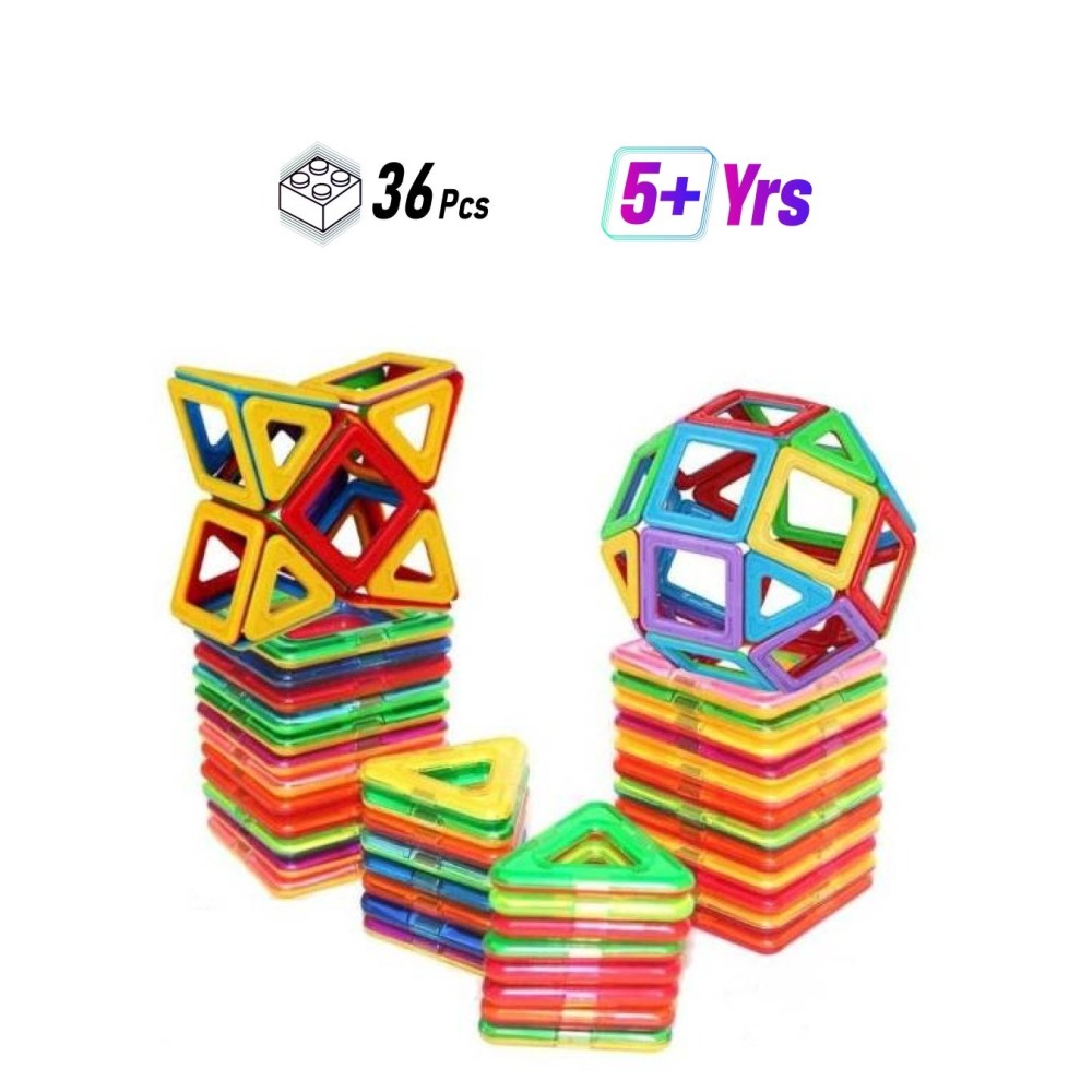  مجموعة بلاط مغناطيسية تعليمية ملونة للأطفال - 36 قطعة 