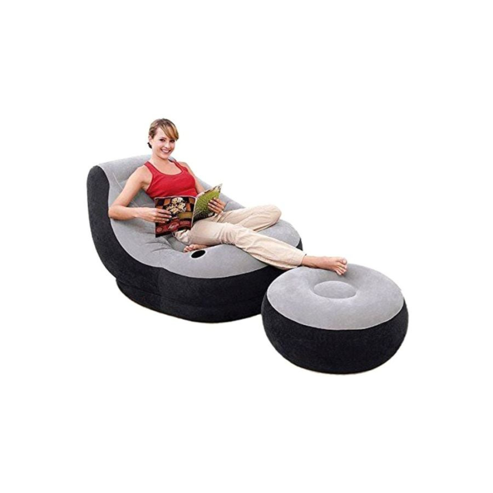 انتكس كرسي استرخاء كبير قابل للنفخ بمسند قدم