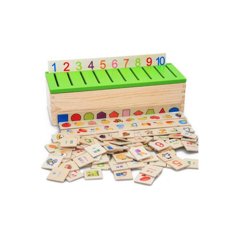  لعبة صندوق تعلم تصنيف المعرفة الخشبي