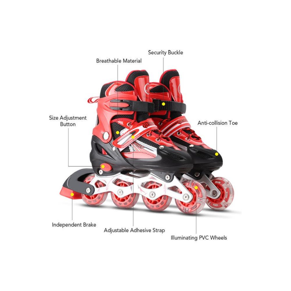 حذاء تزلج بصف واحد قابل للتعديل مع عجلات مضيئة - S 