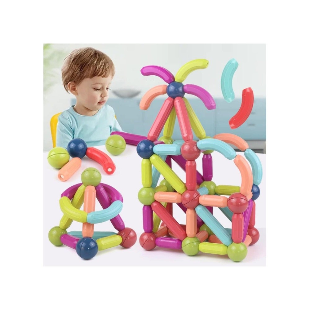 مجموعة مغناطيسية للبناء ثلاثية الأبعاد - 64 قطعة