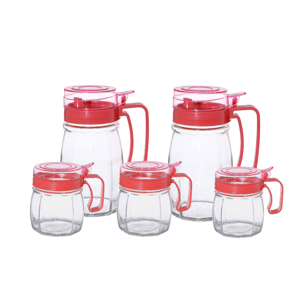 عُلب بهارات زجاجية شفافة من زين العرب - 5 قطع