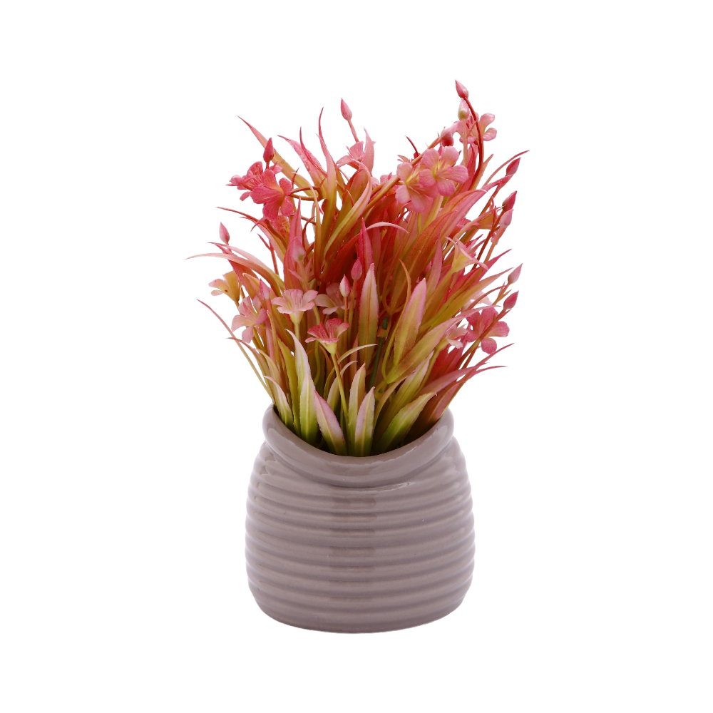 زينة ورد صناعي بقاعدة سيراميك بشكل دائري