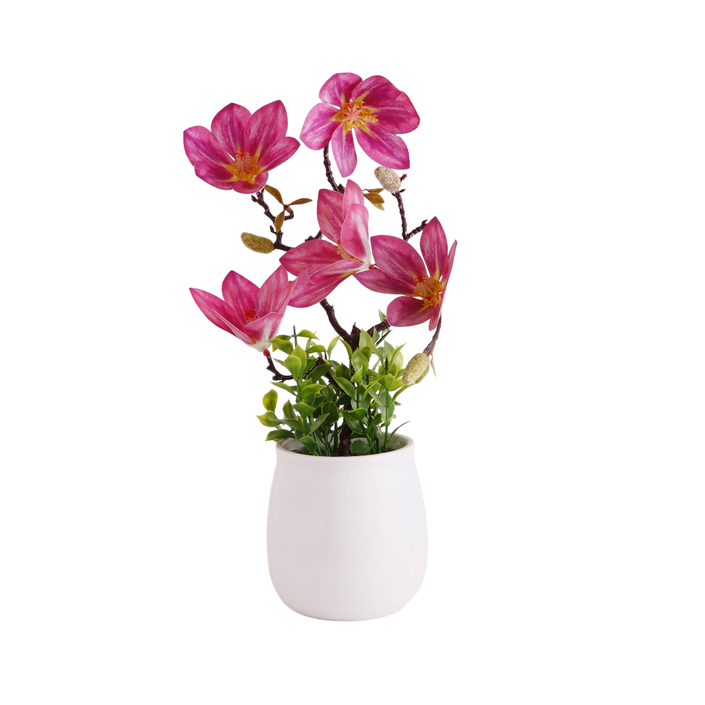 زينة ورد صناعي بقاعدة رخام للمكاتب والرفوف