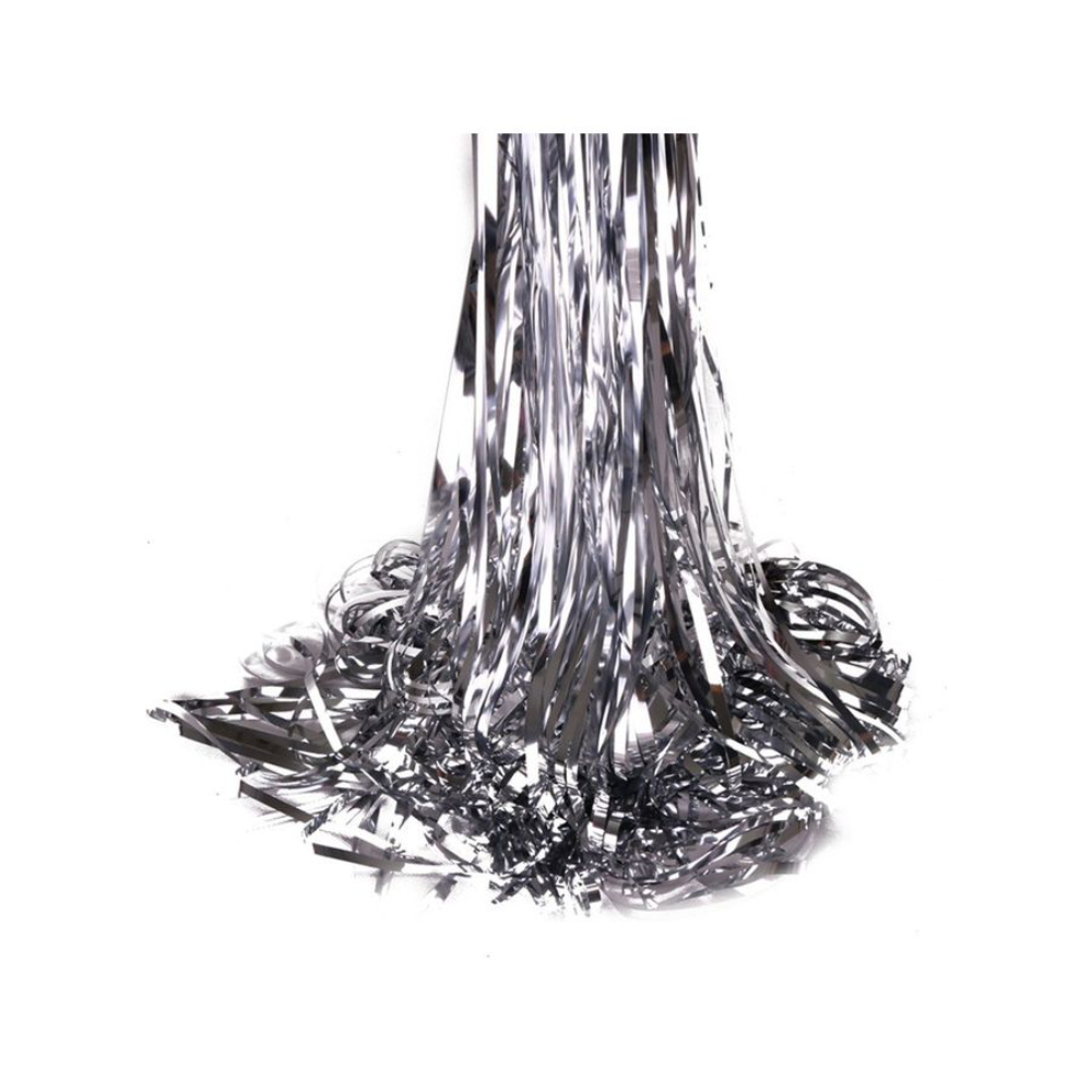  ستارة مزينة بشراشيب من الرقائق المعدنية الحريرية - فضي