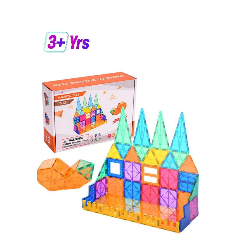 مجموعة مغناطيسية للبناء - 78 قطعة - للأطفال من 3 سنوات وما فوق