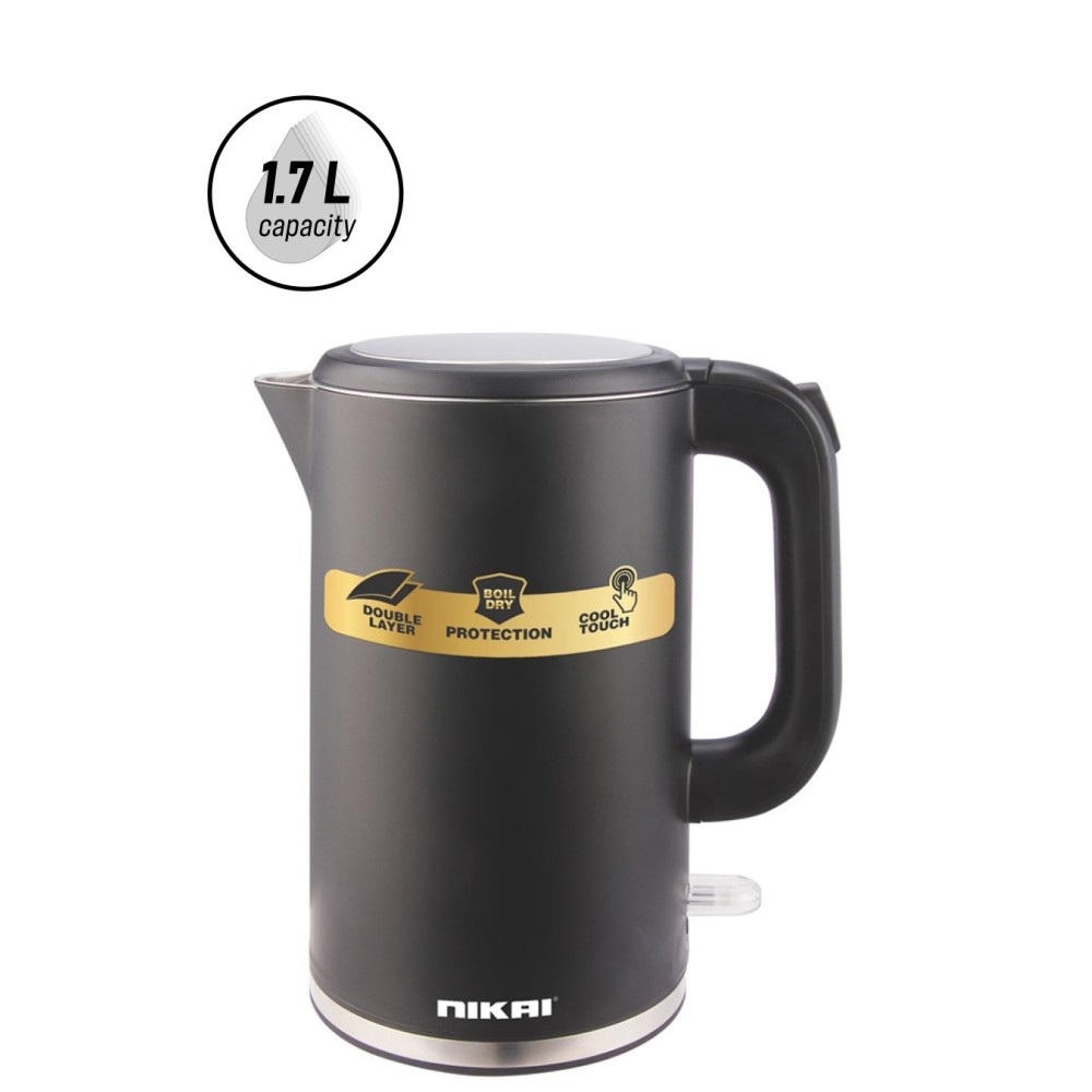 غلاية كهربائية نيكاي، 1.7 لتر، 2200 واط، أسود - NK820T1/T2