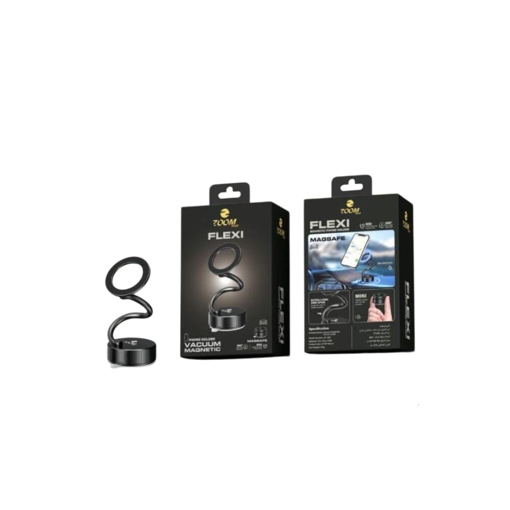 حامل جوال المغناطيسي من زووم بلس فليكسي للسيارة والمكتب، حامل تثبيت بالشفط قابل للتعديل 360 درجة، متوافق مع ماج سيف