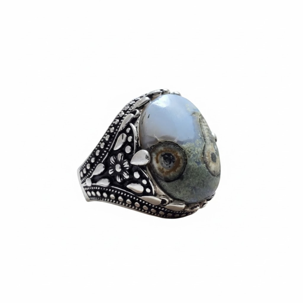 خاتم فضه عيار  925 عقيق يماني داودي