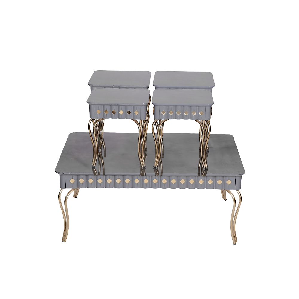 طقم طاولات كنب أنيقة مستطيلة بأبعاد 120*90 سم  - 5 قطع 