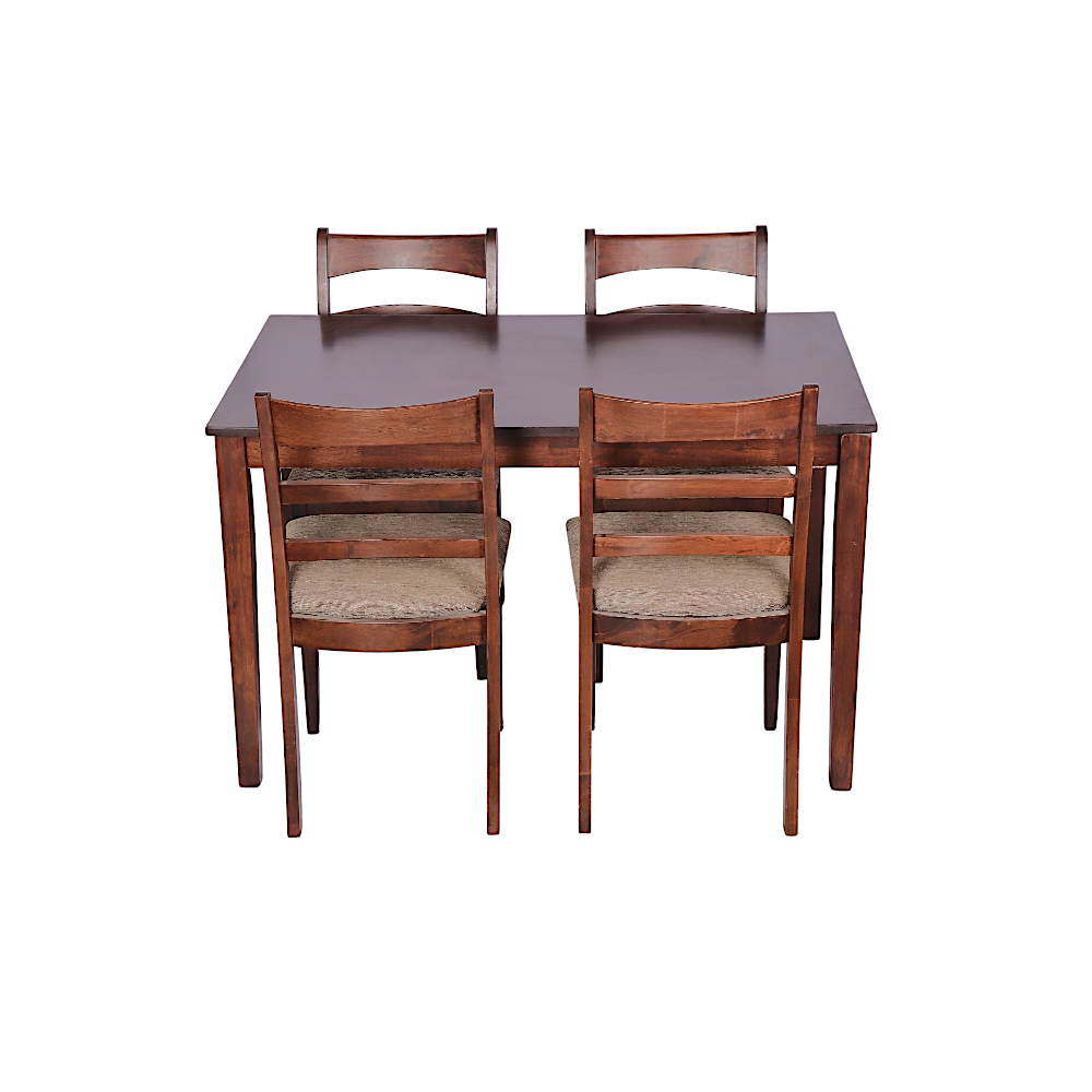 طاولة طعام خشب مستطيلة مقاس 120X80 سم مع 4 كراسي خشبية بمقعد إسفنجي - بني