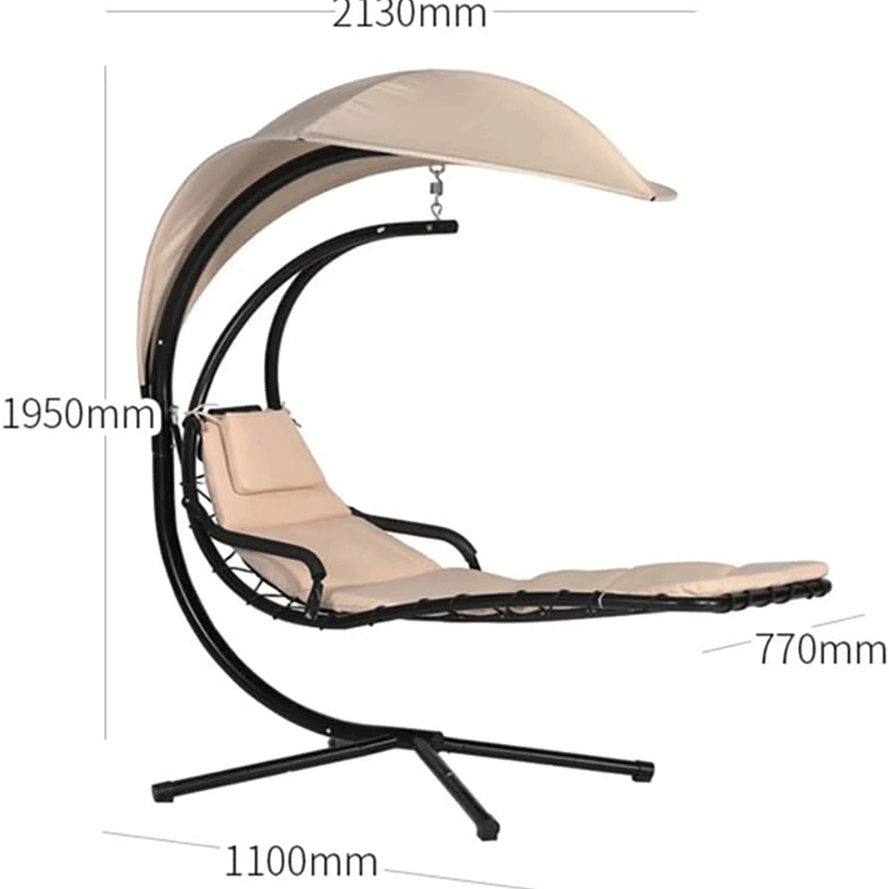 كرسي فناء هزاز مع مظلة علوية موديل AL445 - بيج