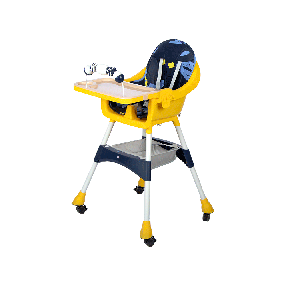 كرسي طعام للأطفال مع عجلات - متعدد الألوان