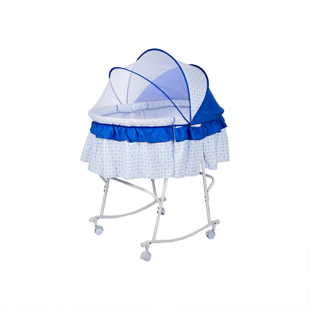 سرير أطفال هزاز مع ناموسية - أزرق